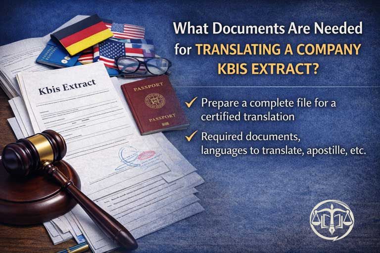 What documents are needed for a company Kbis translation