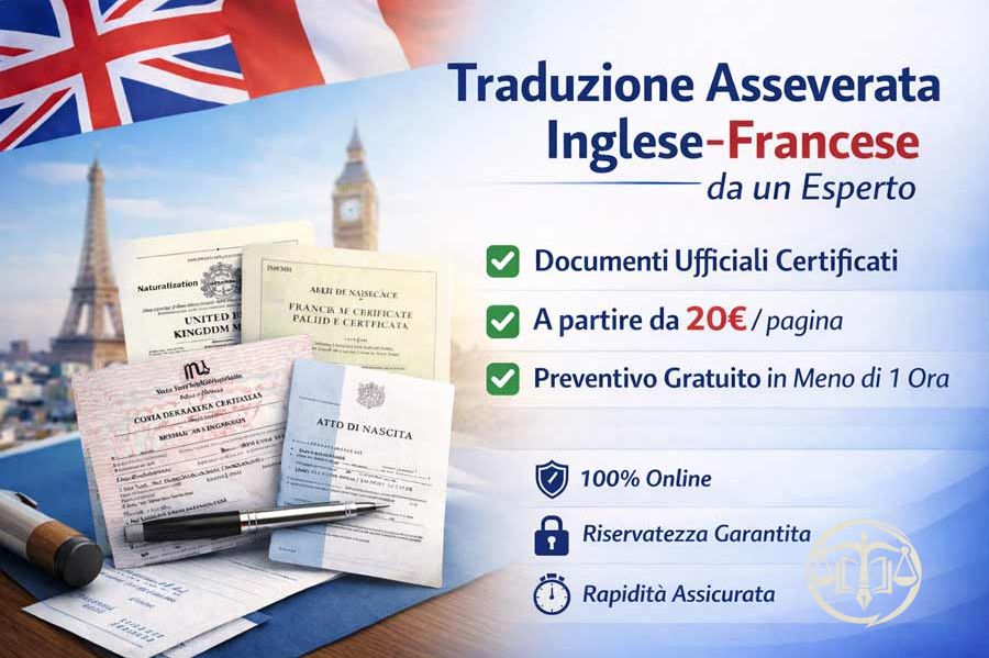 Traduzione giurata inglese francese: esperto certificato da 20€