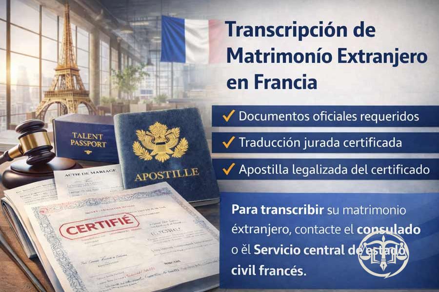 Transcripción de un contrato matrimonial extranjero en Francia