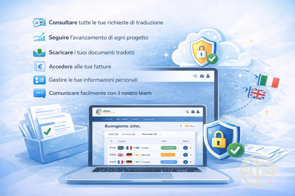 Area Clienti Sicura - Monitoraggio Online delle Traduzioni