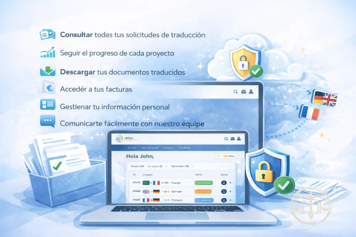 Área de Cliente Segura - Seguimiento de Traducciones en Línea