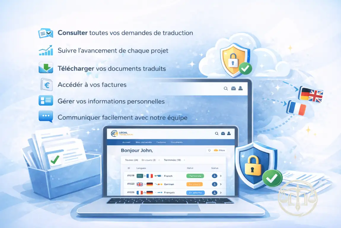 Espace Client Sécurisé - Suivi de Traduction en Ligne