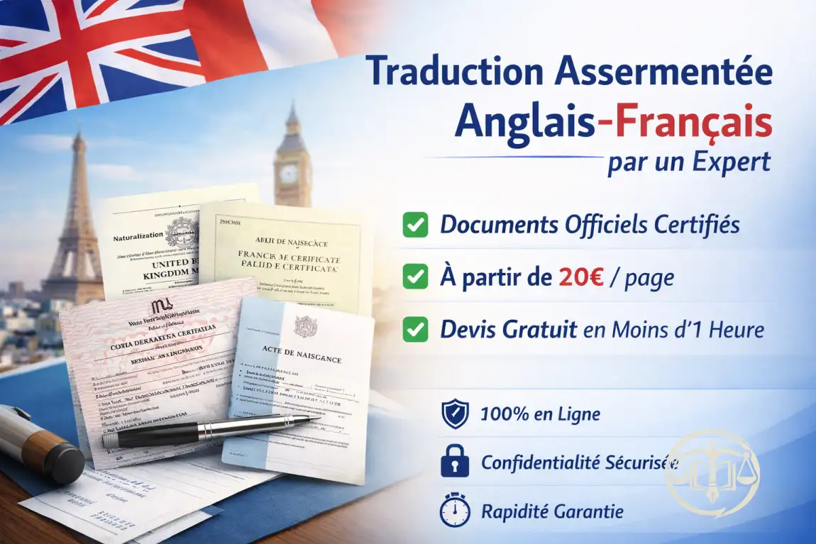 Traduction assermentée anglais français : expert certifié dès 20€