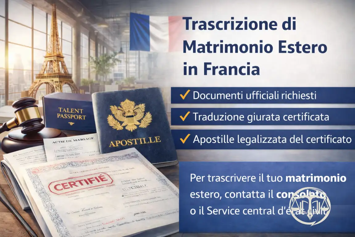 Trascrizione di un contratto di matrimonio estero in Francia