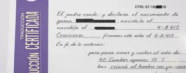 Traducción jurada de certificado de nacimiento