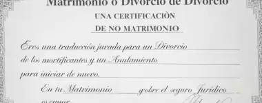 Traducción jurada de certificado de matrimonio y divorcio