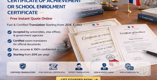 Official Translation of a Certificate of Achievement or Enrollment Certificate