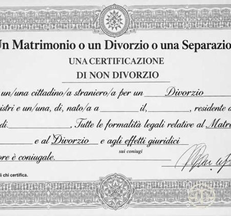 Certificato di matrimonio / divorzio