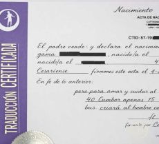 Traducción jurada de certificado de nacimiento