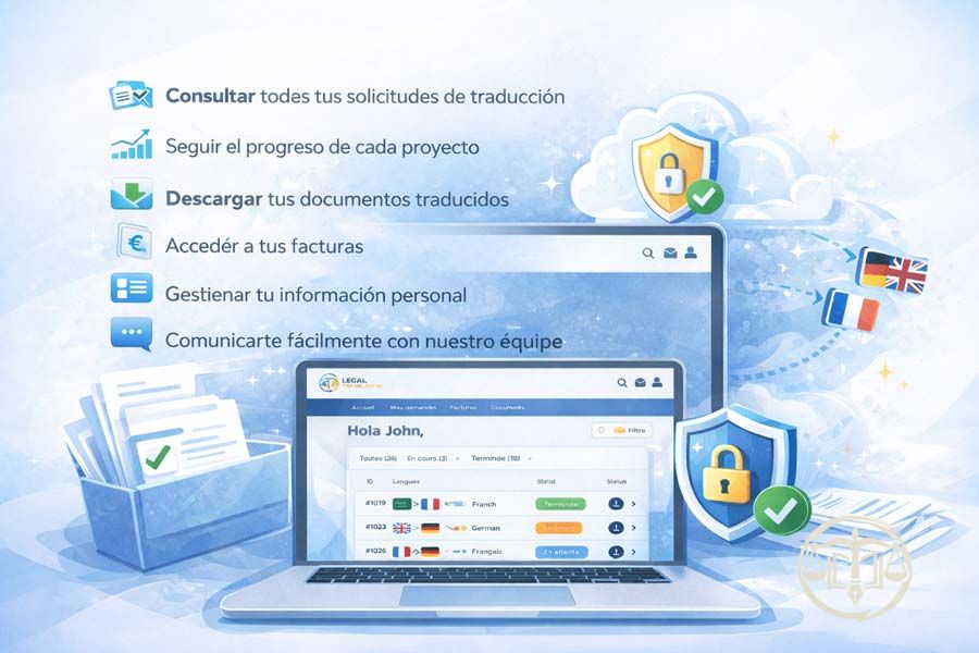 Área de Cliente Segura - Seguimiento de Traducciones en Línea